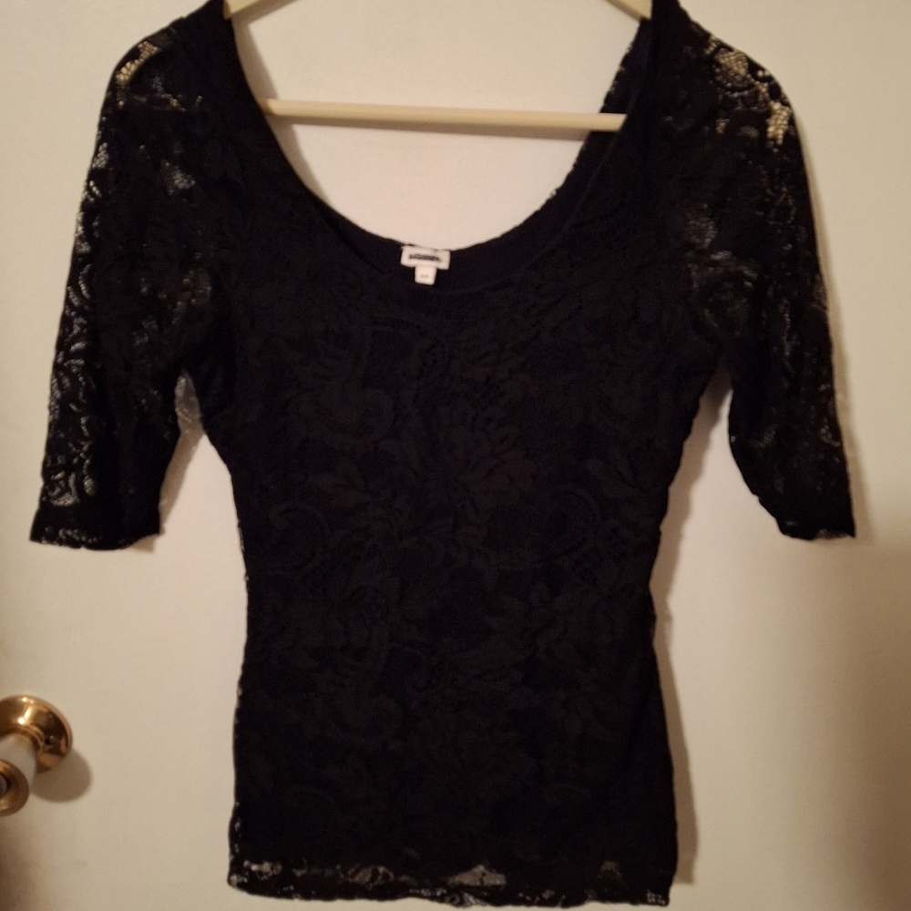 Kismet Midnight Black Floral Lace Blouse
